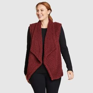 Eddie Bauer Fireside Women’s Large Plush Vest In Dusty Red NWT